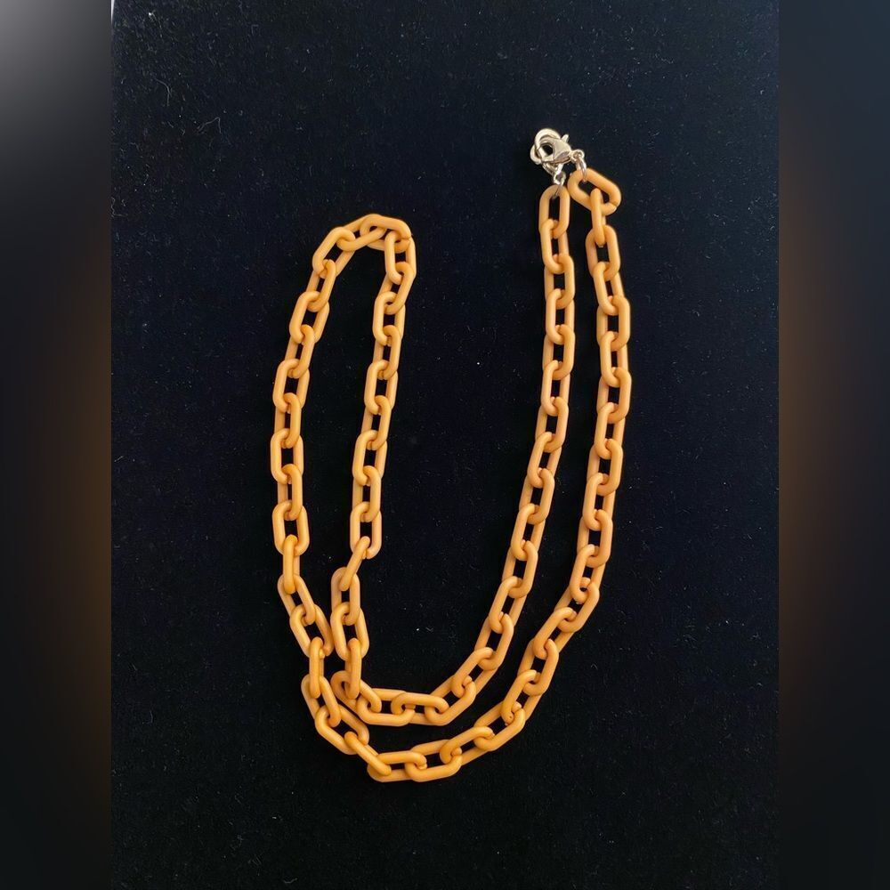 Mustard Yellow Plastic Chain Necklace